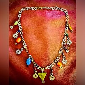 Chained infinity loops gemstone beads handmade lapis/tiger eye, malachite/garnet